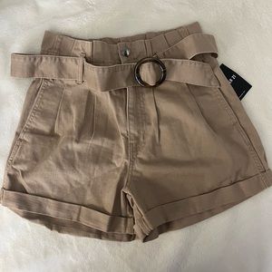 Khaki Denim High Waisted Shorts